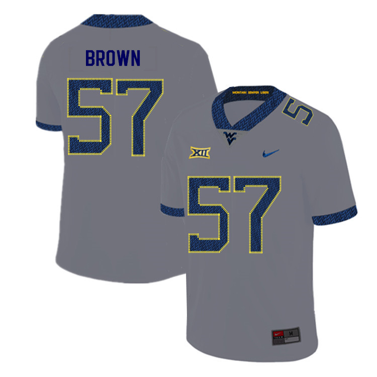 NCAA Men's Michael Brown West Virginia Mountaineers Gray #57 Nike Stitched Football College 2019 Authentic Jersey CO23S64SZ